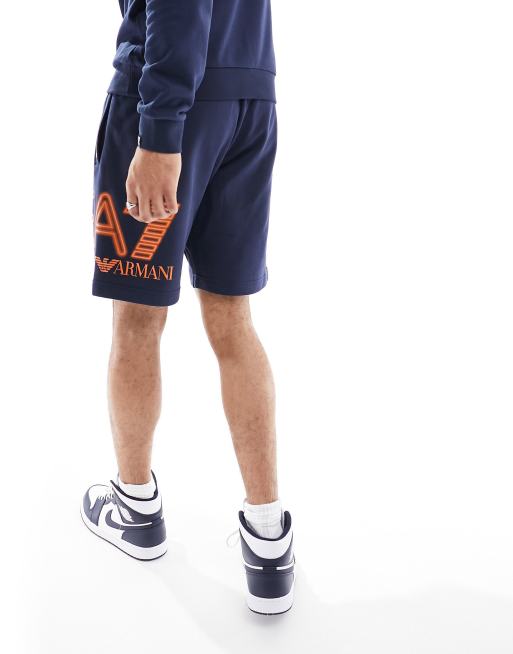 Armani EA7 large side neon logo sweat shorts in navy co ord ASOS