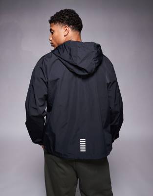 Ea7 Logo-print Zip-up Hooded Jacket In Black