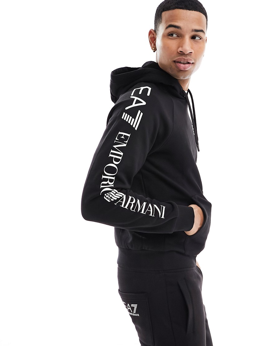 Armani EA7 logo arm hoodie in black co-ord