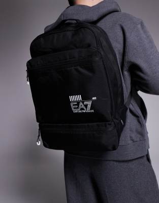 Armani EA7 logo backpack in black