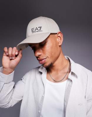 Armani EA7 logo baseball cap in beige-Neutral