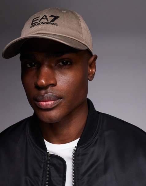 Armani EA7 logo baseball cap in beige - view 1