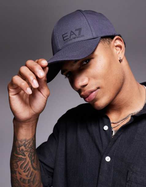 Armani EA7 logo baseball cap in dark grey - view 1