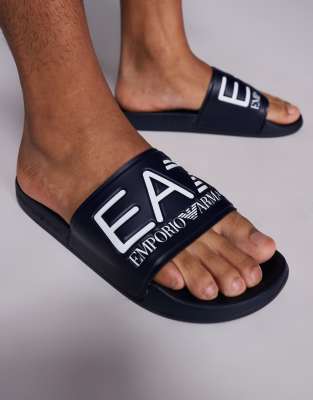 EA7 Armani EA7 logo beach slides in navy blue