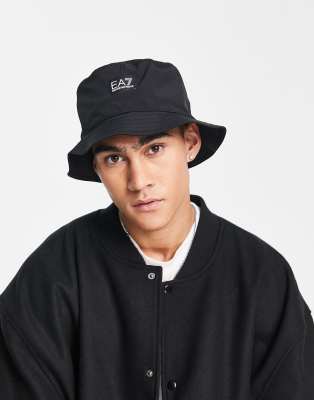 Armani EA7 logo bucket hat in black | ASOS display picture 2