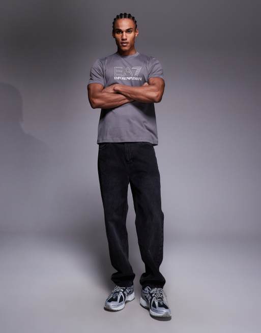 Armani EA7 logo crew neck t-shirt in grey, 2 of 5