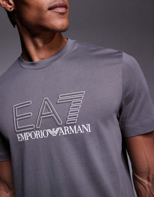 Armani EA7 logo crew neck t-shirt in grey, 5 of 5