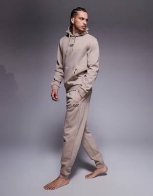 EA7 Armani EA7 logo cuffed joggers co-ord in beige-Neutral