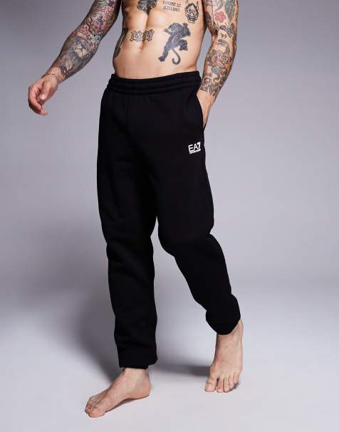 Armani EA7 logo cuffed joggers in black - view 1