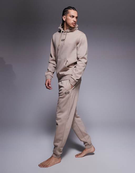 Armani EA7 logo cuffed sweatpants in beige - part of a set