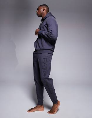 Armani EA7 logo cuffed sweatpants in dark gray