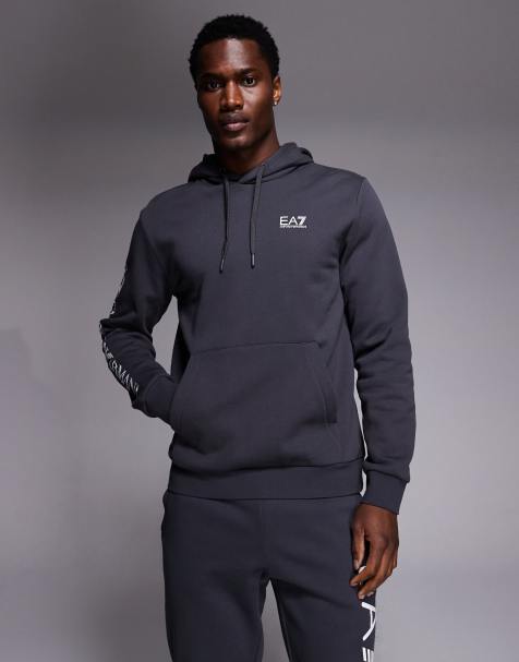 Armani EA7 logo hoodie in charcoal (Part of a set) - view 1