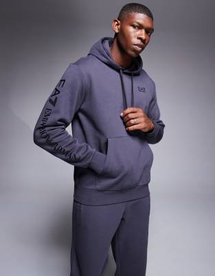 EA7 Armani EA7 logo hoodie in dark grey