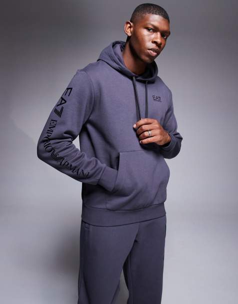 Armani EA7 logo hoodie in dark grey - view 1