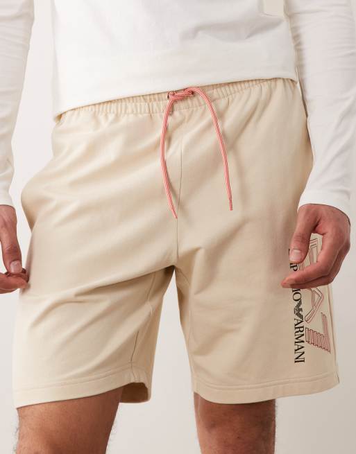 Armani EA7 logo jogger shorts in beige, 5 of 5
