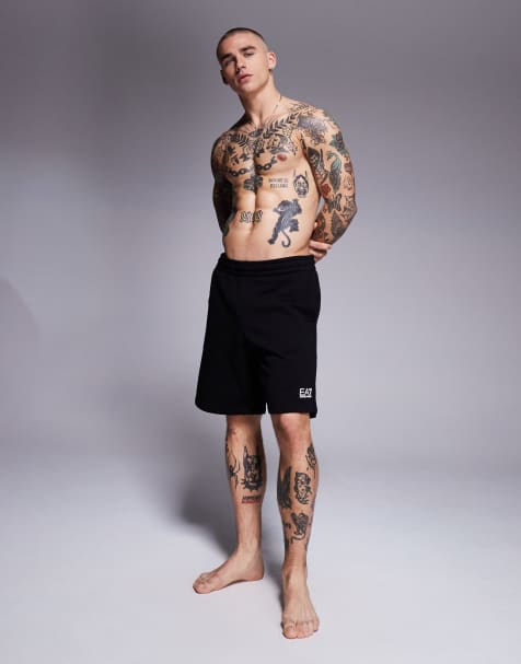 Armani EA7 logo jogger shorts in navy - view 1