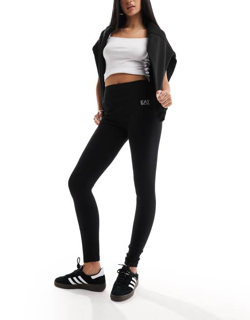 Armani EA7 logo leg leggings in black