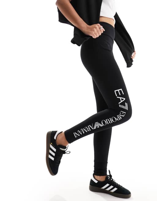 Armani EA7 logo leg leggings in black