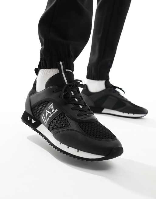 Armani EA7 logo mesh mix sneakers in black white ASOS