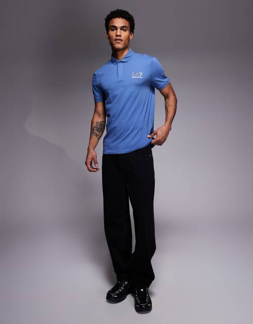 Armani EA7 logo polo in blue, 2 of 5