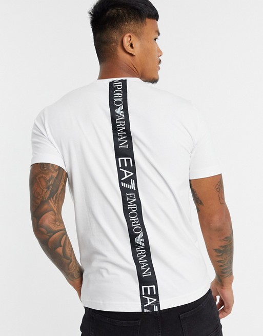 Armani EA7 Logo Series logo t-shirt with back taping in white