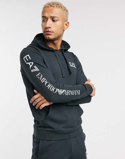 Armani EA7 Logo Series side logo hoodie in navy ASOS