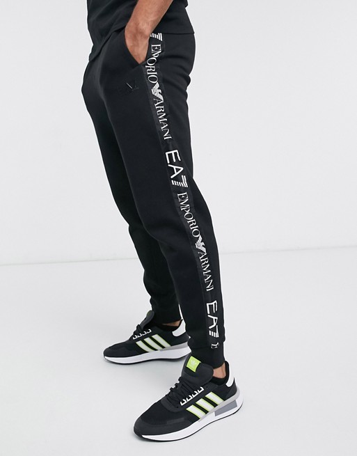 Armani EA7 Logo Series side taped logo joggers in black