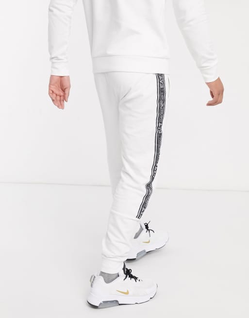 Armani EA7 Logo Series taped logo sweat joggers in white ASOS