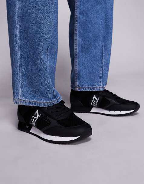 Armani EA7 logo sneakers in black - view 1