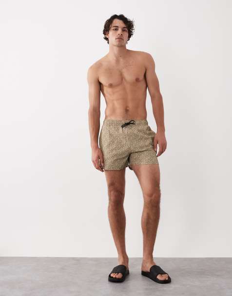 Armani EA7 logo swim shorts in beige - view 1