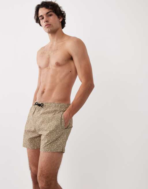 Armani EA7 logo swim shorts in beige, 2 of 5