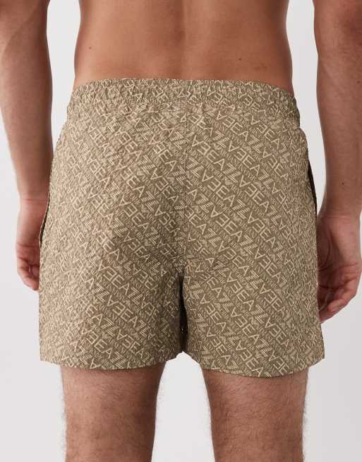Armani EA7 logo swim shorts in beige, 4 of 5