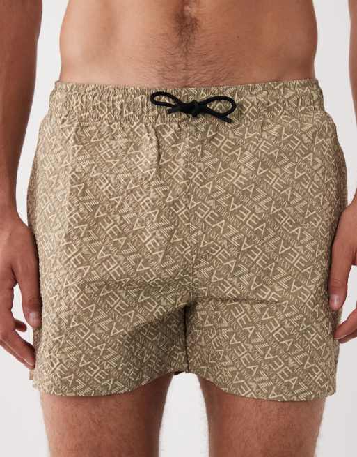 Armani EA7 logo swim shorts in beige, 5 of 5