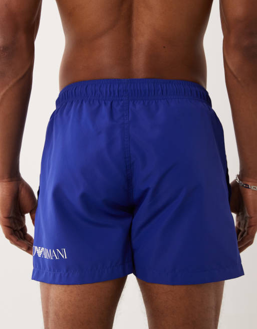 Armani EA7 logo swim shorts in blue and white , 5 of 5