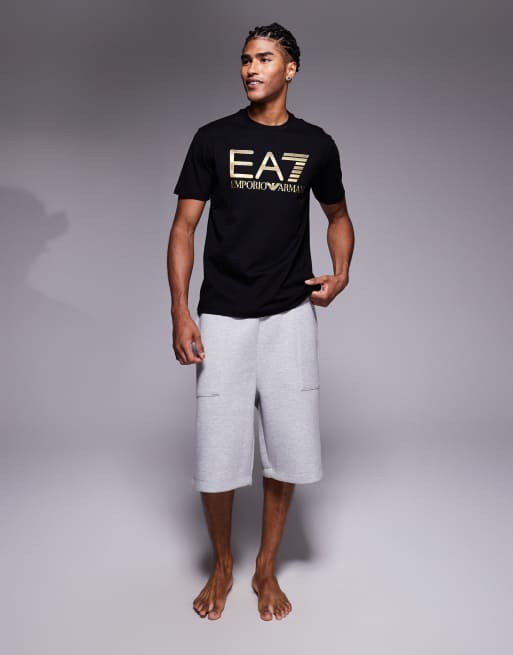 Armani EA7 logo t-shirt in black and gold, 3 of 5