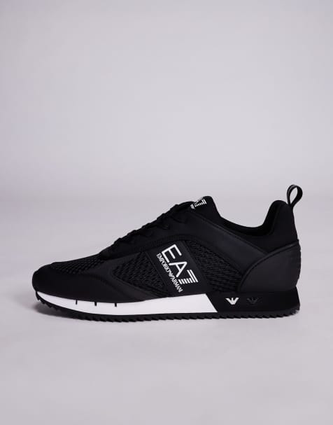 Armani EA7 logo trainers in black - view 2