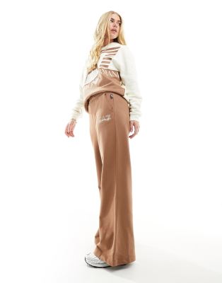 EA7 Armani EA7 logo wide leg sweat pants in brown CO-ORD