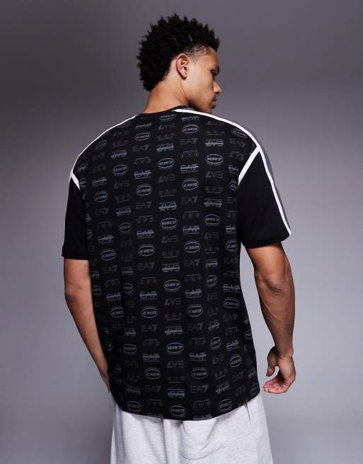 Armani EA7 monogram logo t-shirt in black, 3 of 5