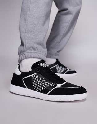 EA7 Armani EA7 new heritage eagle logo trainers in black and white