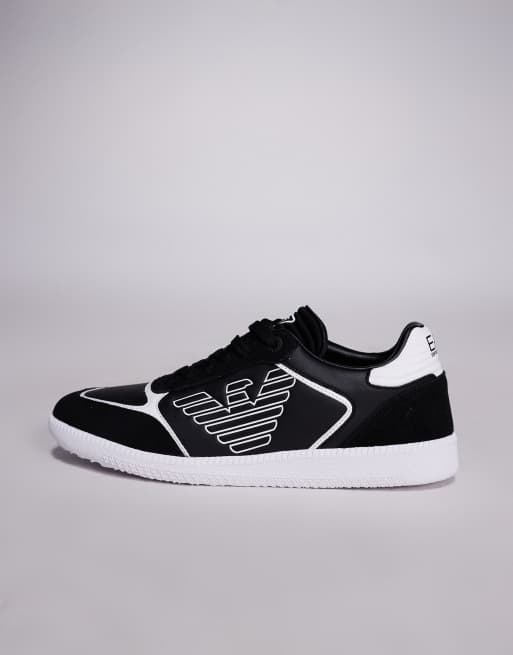 Armani EA7 new heritage eagle logo trainers in black and white, 2 of 5