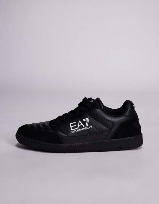 Armani EA7 new heritage logo trainers in black, 2 of 5