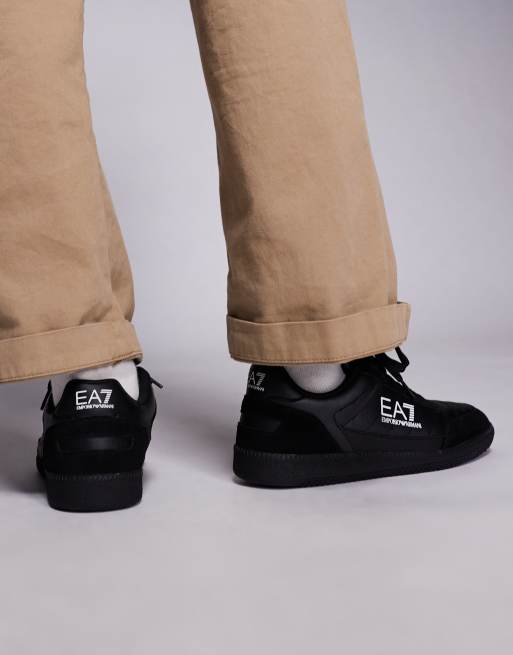 Armani EA7 new heritage logo trainers in black, 4 of 5