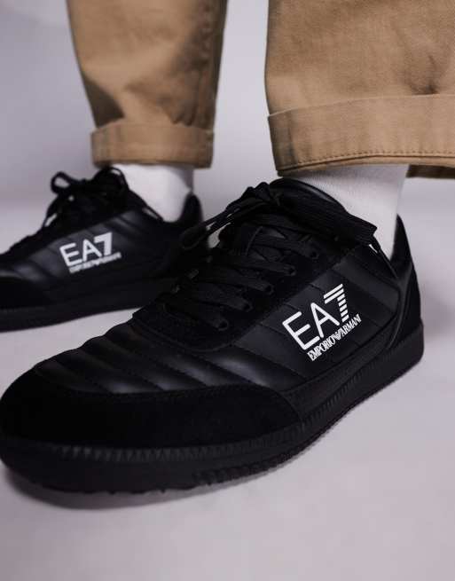 Armani EA7 new heritage logo trainers in black, 5 of 5