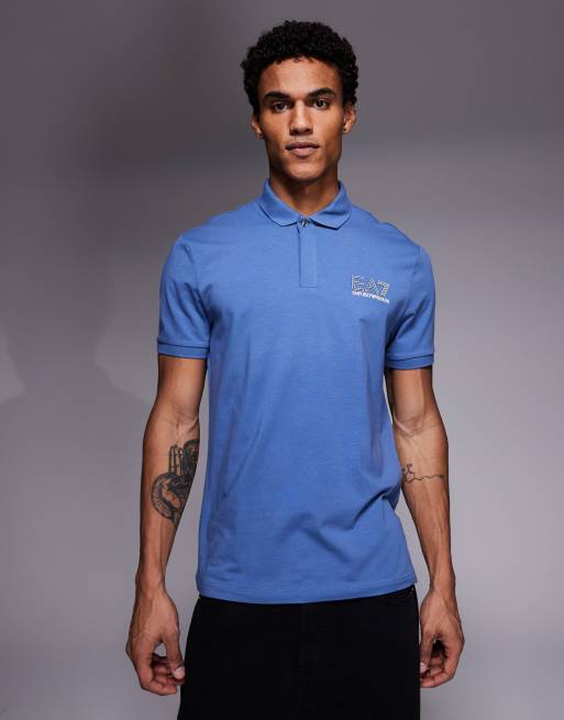 Armani – EA7 – Niebieska koszulka polo z logo, 3 z 5