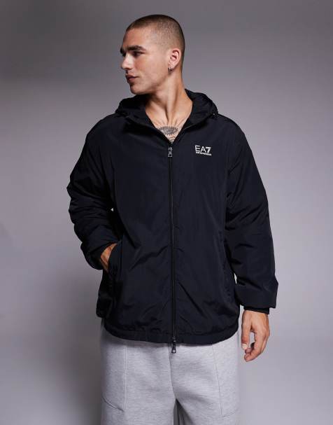Armani EA7 nylon hooded jacket in black - view 1