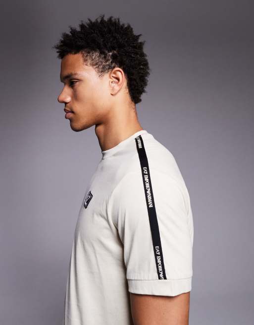 Armani - EA7 - Offwhite T-shirt med logobånd, 4 af 5