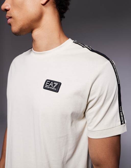 Armani - EA7 - Offwhite T-shirt med logobånd, 5 af 5