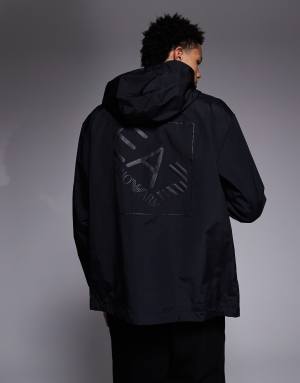 Armani EA7 oversized hooded jacket in black