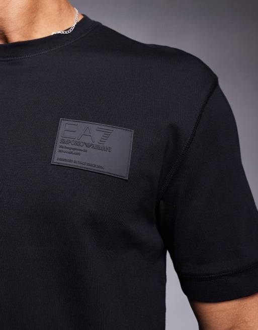 Armani EA7 oversized t-shirt with patch logo in black | ASOS