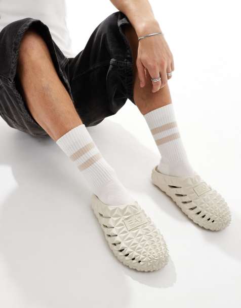 Armani EA7 phylon logo elevated mule sliders in beige - view 1